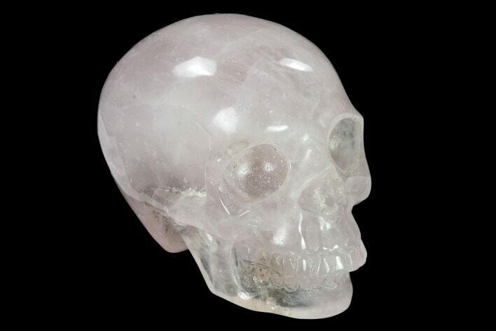 Realistic, Polished Brazilian Rose Quartz Crystal Skull #151072